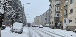 Zăpadă mare în Aleșd