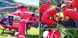 O femeie care a căzut de pe o potecă în Defileul Crişului Repede, salvată cu elicopterul SMURD