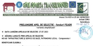 GAL Poarta Transilvaniei prelungește apelul de selecție pentru sM M5/6B „INFRASTRUCTURĂ ȘI SERVICII DE BAZĂ, PATRIMONIU LOCAL” – Componenta I