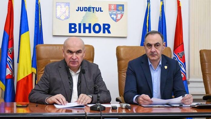 Președintele Consiliului Județean Bihor, Ilie Bolojan, și vicepreședintele Călin Gal