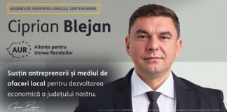 Ciprian Blejan, candidat AUR la preşedinţia CJ Bihor: Noi trebuie să susţinem afacerile locale