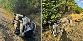 Mașină răsturnată în Lugașu de Jos