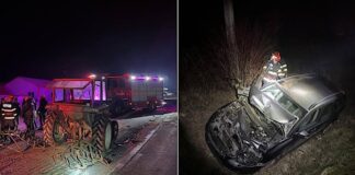 Accident autoturism și tractor în Lugașu de Jos: