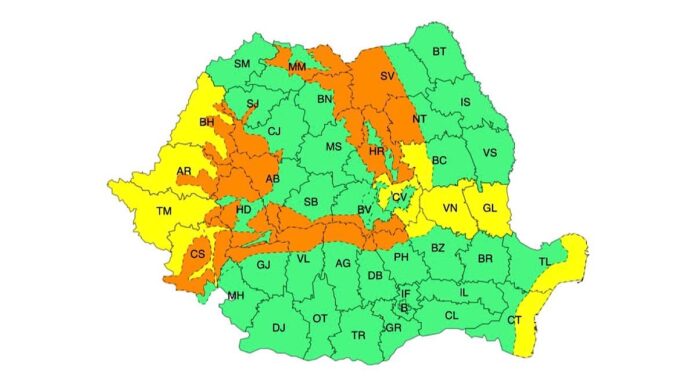 Hartă avertizare meteo Hartă avertizare meteo
