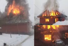 Locuință mistuită de flăcări în comuna Bulz