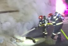 Incendiu la un TIR pe DN1-E60, la Cornițel, după explozia unui cauciuc Incendiu TIR Cornițel