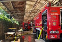 Incendiu la o hală de peste 2.000 de metri pătrați, provocat de un flex
