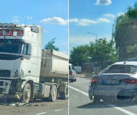 Accident în Tileagd între un autocamion și un autoturism Accident în Tileagd