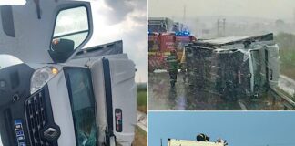 Accident pe centura Aleșd: o dubiță s-a răsturnat