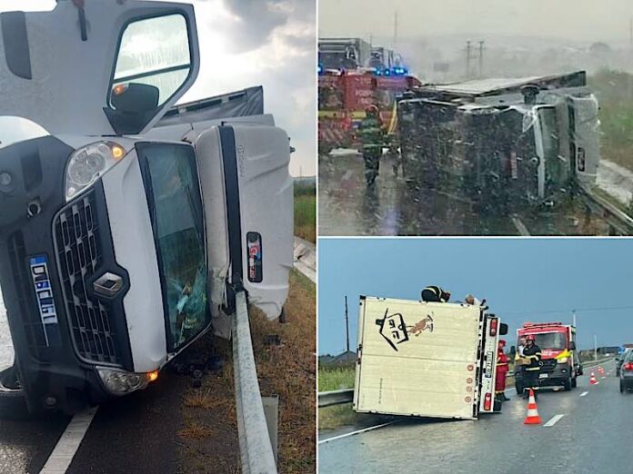 Accident pe centura Aleșd: o dubiță s-a răsturnat Accident pe centura Aleșd: o dubiță s-a răsturnat