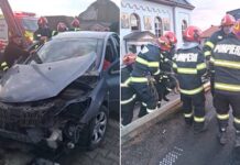 Accident grav la Groși: doi pompieri aflați în timpul liber au salvat un bărbat încarcerat